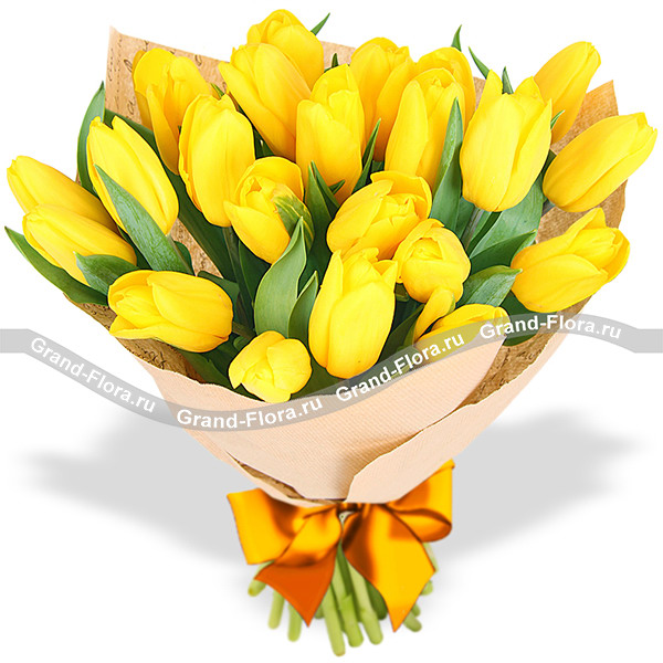 Лучик солнца - букет из желтых тюльпанов