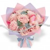 Счастливая весна - букет с розовыми розами и тюльпанами 2