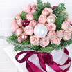 Северное сияние - коробка с кустовыми розами и шарами 3